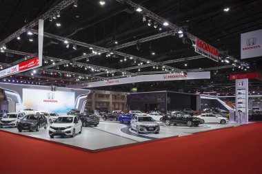 Bangkok, Tayland - 28 Mart 2019 : 40. Bangkok Uluslararası Otomobil Fuarı'nda Honda ekran standı 2019 Muang Thong Thani, Nonthaburi, Tayland
