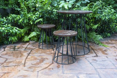 Ahşap sandalye ve masa vintage retro tarzı dekorasyon çağdaş Modern seti