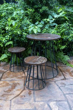 Ahşap sandalye ve masa vintage retro tarzı dekorasyon çağdaş Modern seti