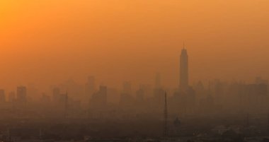 Bangkok, Tayland - 26 Ocak 2019 : Kirlilik Pm2.5 başkentin en çekici şehri bangkok olduğu aynı zamanda çok trafik sıkışıklığı Tayland seyahat hedef