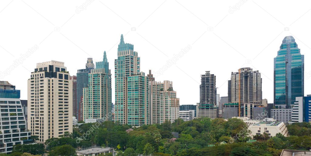 Modern architecture contemporary of Thailand on white background with clipping patch