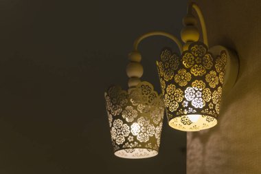 Vintage beyaz şablon duvar lambası iç aydınlatma ampulleri dekorasyon retro tarzı çağdaş