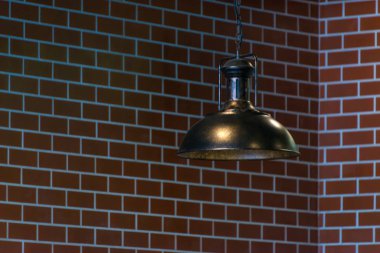 Tuğla duvar iç dekorasyon çağdaş vintage metal bakır tavan lambası