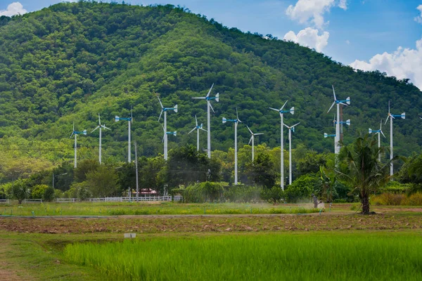 Royal Initiative Projesi Chang Hua Mun proje elektrik enerjisi üretimi için Yel değirmenleri Hua Hin ilçe Prachuabkeereekant eyaleti Tayland yeterli ekonomi için bütünsel tarım göstermek