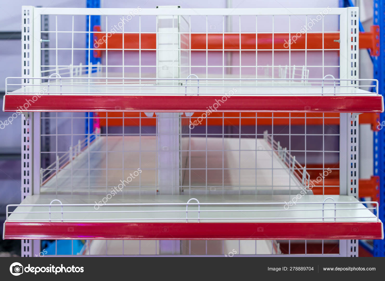 Retail Shelf Rack Showcase Display Supermarket Stock Photo by