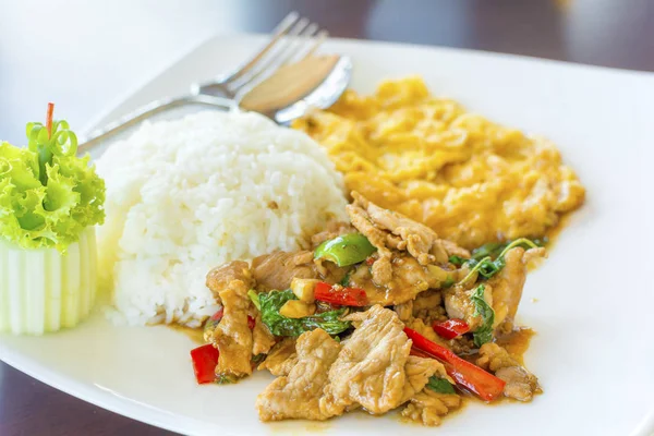 Pečené Vepřové Omelet Oblíbené Thajské Jídlo — Stock fotografie