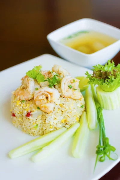 Smažená Rýže Garnáty Delikátní Thajské Jídlo — Stock fotografie
