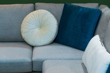 Gri kumaş yastık kanepe iç dekorasyon modern Mavi ve beyaz kumaş yastık