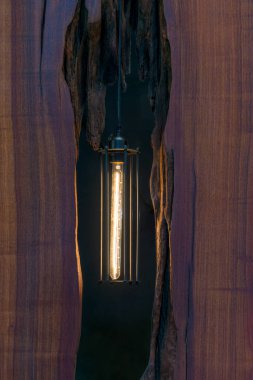 Ahşap doku iç aydınlatma ampulleri dekorasyon çağdaş modern tavan lambası