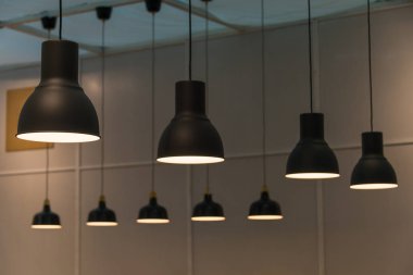 Modern siyah metal tavan lambası iç aydınlatma ampulleri dekorasyon çağdaş