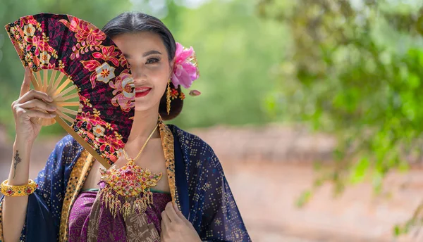 Belle Donne Vecchio Abito Tradizionale Cultura Thailandese Stile Lanna Provincia — Foto Stock