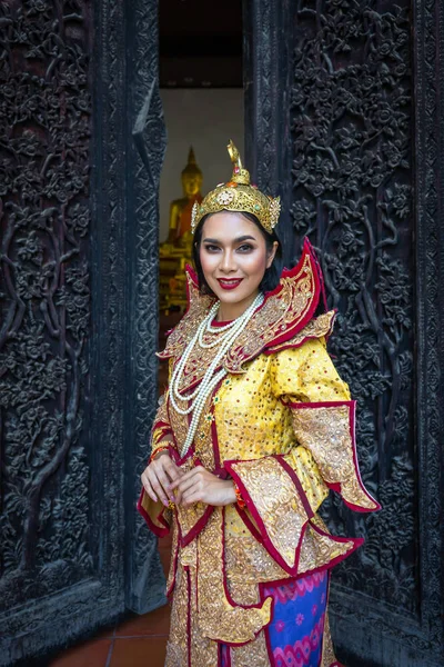 Birmano Bella Donna Myanmar Antico Birmania Abiti Tradizionali Costume Nazionale — Foto Stock