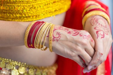 Hint düğün gelin, Moda, Hindistan elinde Kına