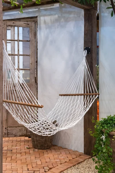 Hammock white rope for relax in the garden vintage style interior decoration