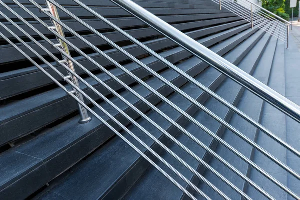 Stainless Steel Railing Black Marble Step — 스톡 사진