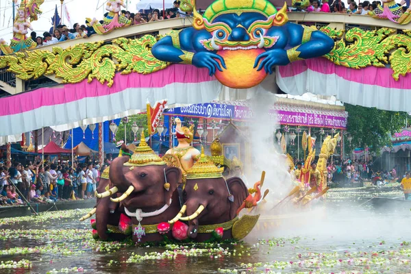 Samut Prakan Thajsko Října 2018 Přehlídka Lodí Lotus Receiving Festival — Stock fotografie
