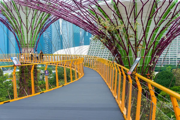 Singapore City Singapore Juli 2018 Supertrees Imponerande Skywalk Över Trädgårdarna — Stockfoto