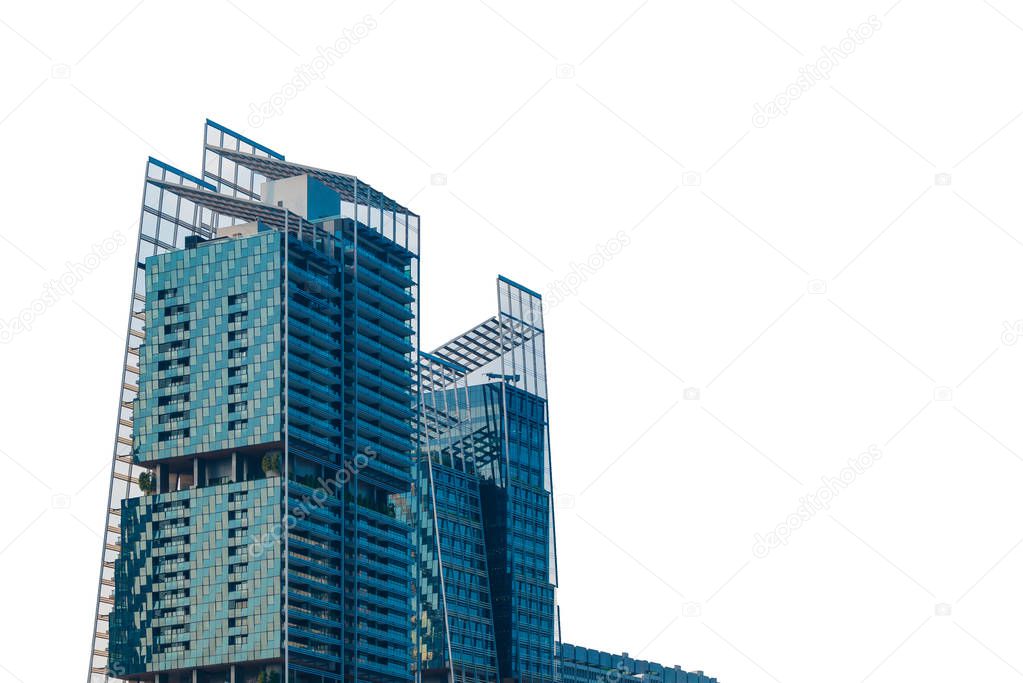 Skyscrapers modern building in the capital city isolated with cliping patch on white background