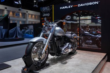 Bangkok, Tayland - 28 Kasım 2019: Harley- Davidson Softail klasik motosiklet klasik bisiklet antika tarzı Impact Exhibition Center Tayland 'da 36.
