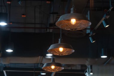 Ofis binası ya da ev ve yaşayan klasik dekorasyon tarzı çağdaş konsept için Retro metal tel çerçeve tavan lambası ampulleri