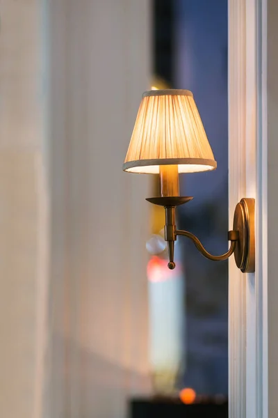 Beautiful Vintage Brass Wall Lamp Light Bulb Interior Office Building — Stock Photo, Image