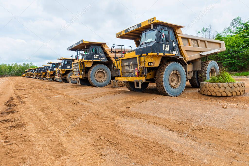 PIJITRA, THAILAND - July 2,2016 : Mineral transport truck in work site at Akara Resources the largest gold mine in Southeast Asia Pijitra province Thailand