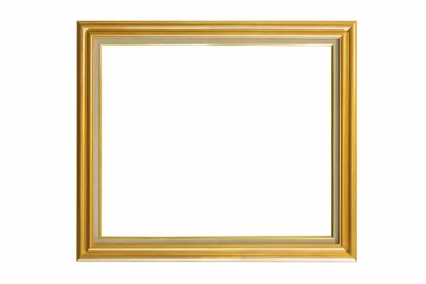 古色古香的金色相框 白色背景的空白 用于文字和广告 室内装饰和活的古典工艺复古风格装饰的当代概念 — 图库照片
