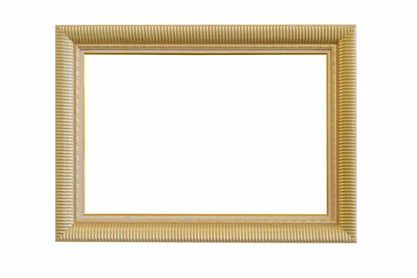 古色古香的金色相框 白色背景的空白 用于文字和广告 室内装饰和活的古典工艺复古风格装饰的当代概念 — 图库照片