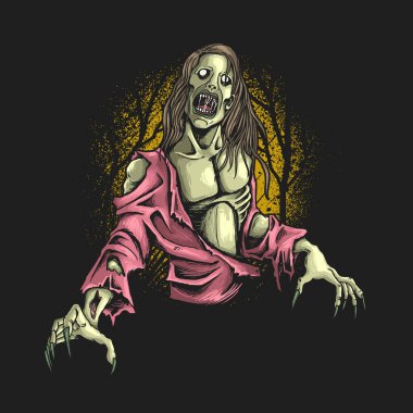 Zombi aç illüstrasyon vektörü grafiği