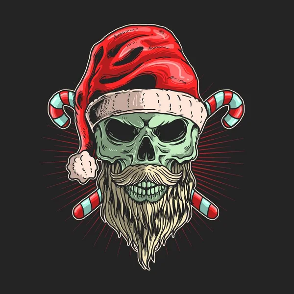 kafatası Noel Baba ve sakal çizim vektörü grafiği