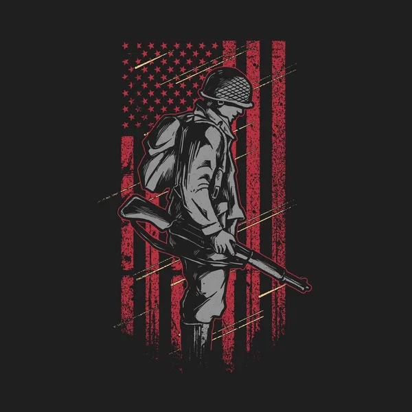 Grunge American bayrak illüstrasyon vektörü grafikli asker