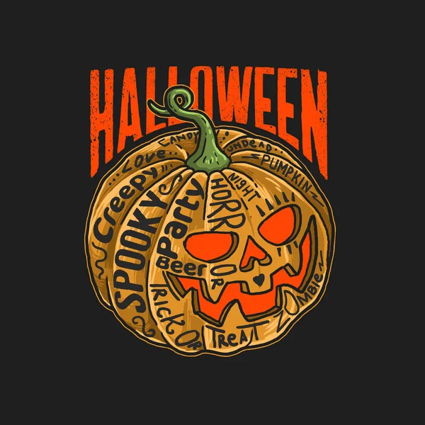Halloween Pumpkin Lettering Illustration Vector Graphic — Stock Vector