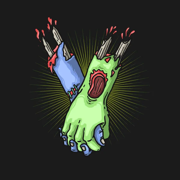 Zombie Mano Juntos Concepto Ilustración Vector Gráfico — Archivo Imágenes Vectoriales