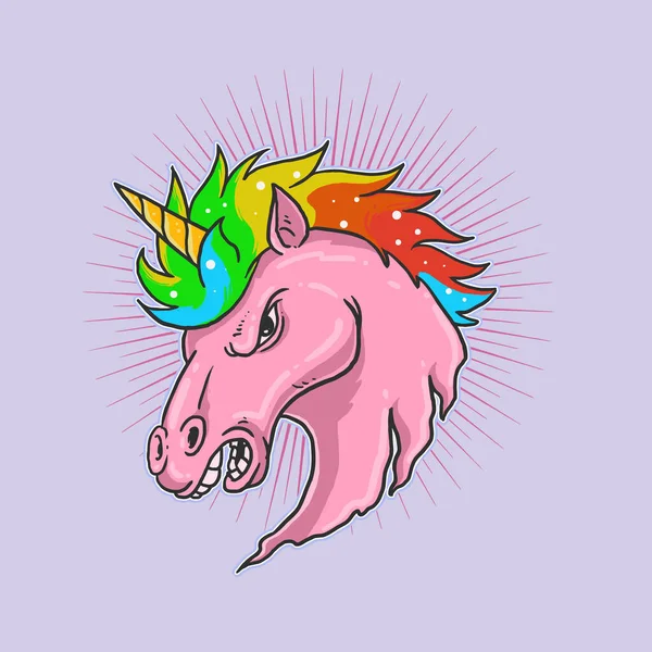 Gambar Unicorn Head Illustration Vector - Stok Vektor