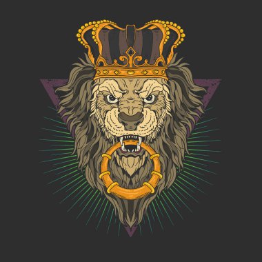 Aslan başı illüstrasyon vektörü grafiği
