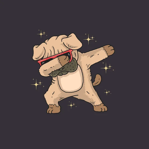 Cute Pug Dabbing Illustration Vector Graphic — 스톡 벡터