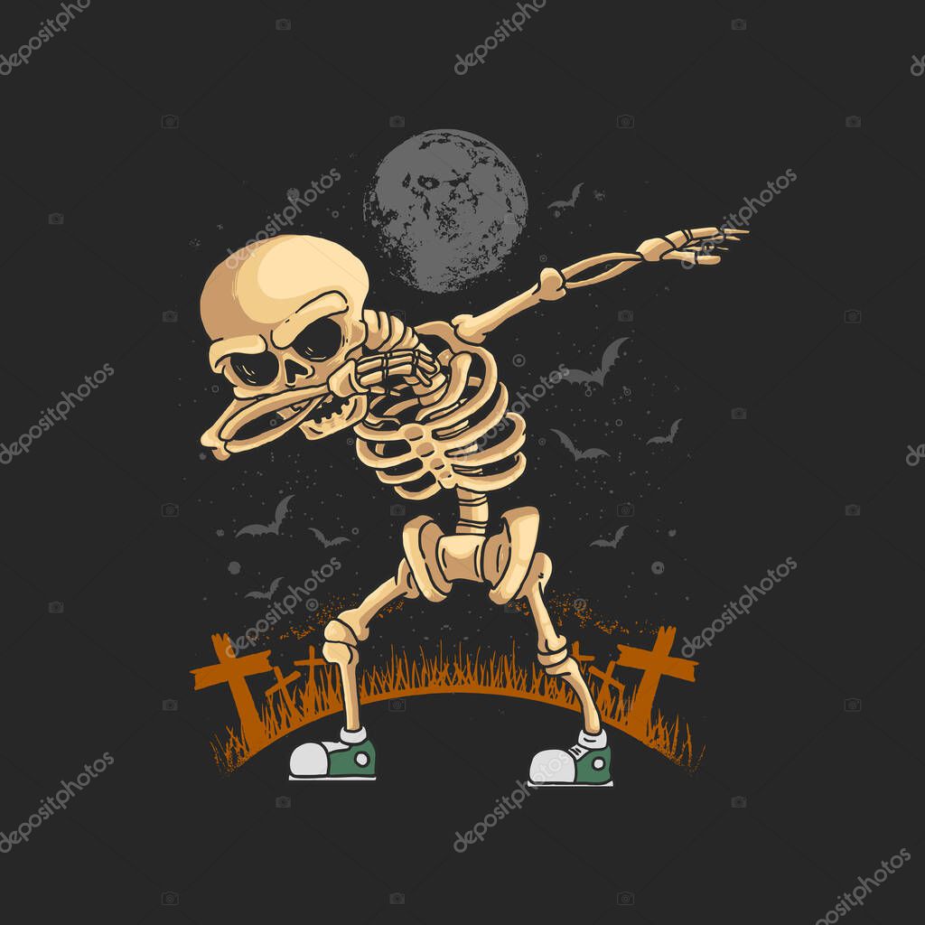 Skeleton dabbing dance illustration vector graphic