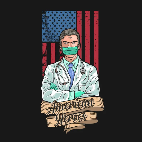 美国医生是个英雄 — 图库矢量图片