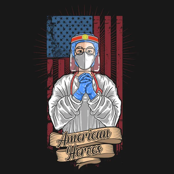 Ofițer Medical American Vector Ilustrație — Vector de stoc