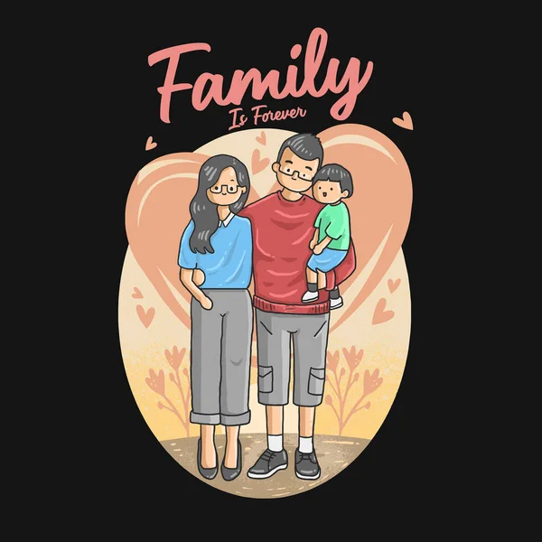 Μια Αρμονική Οικογένεια Απολαμβάνοντας Τις Διακοπές — Διανυσματικό Αρχείο