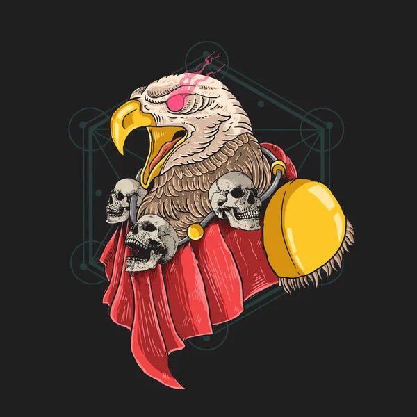 Орёл Хранитель Ожерельем Черепа — стоковый вектор