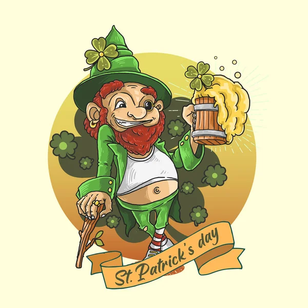 Día San Patricio Trébol Trébol Mascota Ilustración — Vector de stock