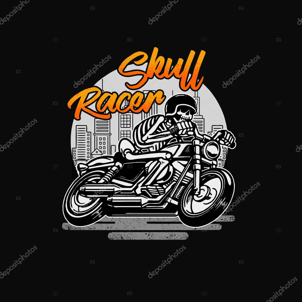 Skull racer classic vintage motorcycle