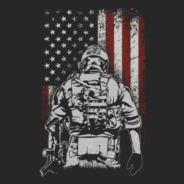 Amerikan cesur asker illüstrasyon vektörü