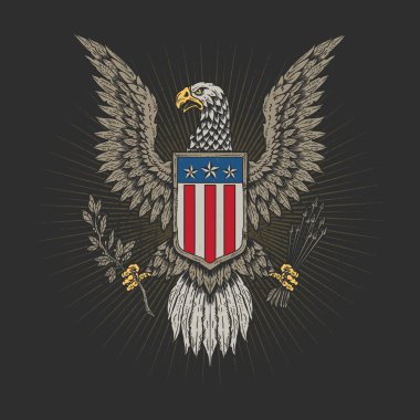 Amerikan emektar amblemi grafik çizim vektörü
