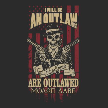 Amerikan Kafatası ve Silah Çizim Vektörü