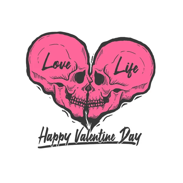 Crânio Amor Símbolo Amor Vida Ilustração Vetor —  Vetores de Stock