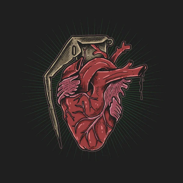 Διάνυσμα Απεικόνισης Χειροβομβίδας Αγάπης Καρδιάς — Διανυσματικό Αρχείο