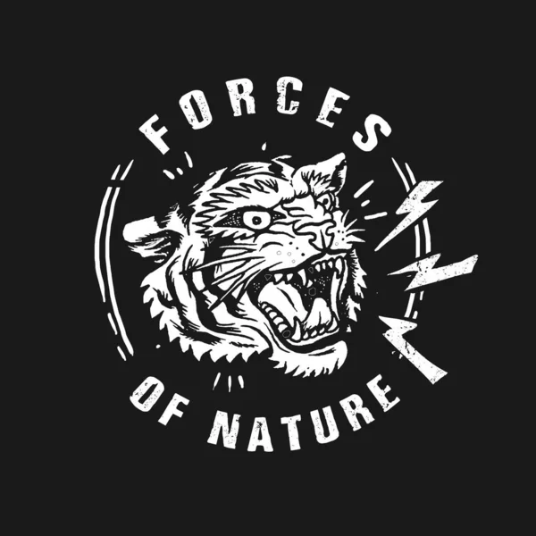 Fuerza Del Tigre Naturaleza Ilustración Vector Gráfico — Vector de stock