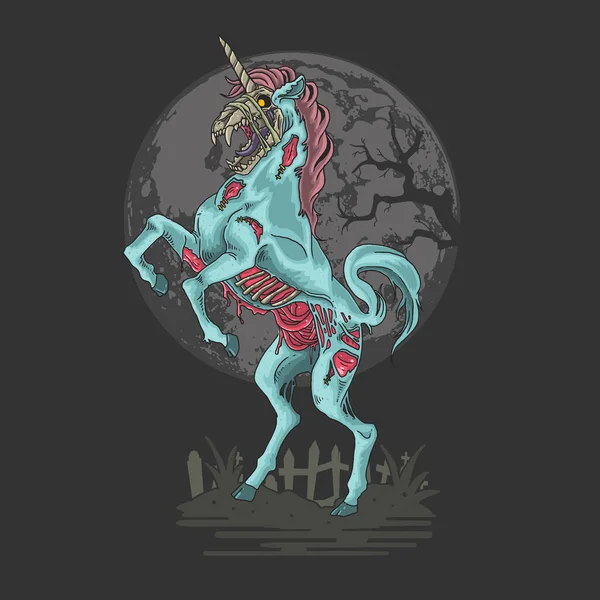 Unicorn Zombie Mimpi Buruk Ilustrasi Vektor - Stok Vektor